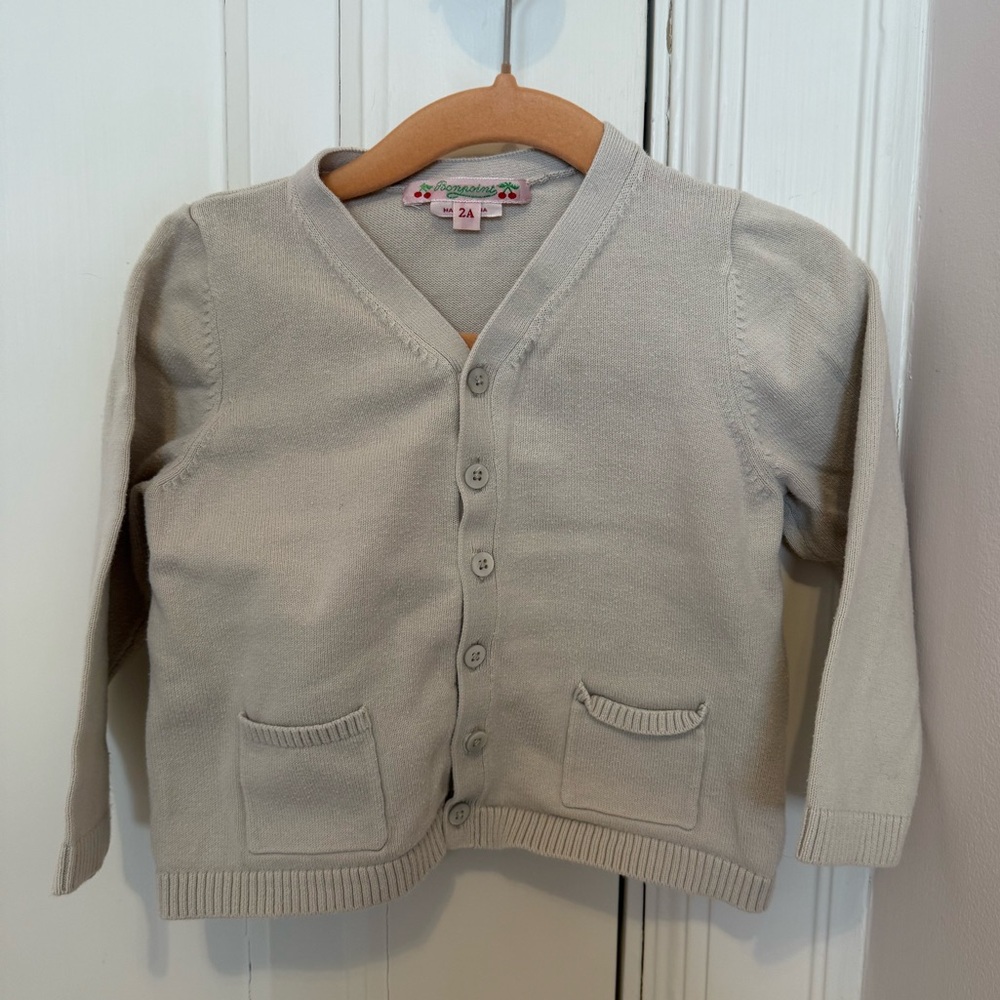 Bonpoint Light Cream Knit Cardigan